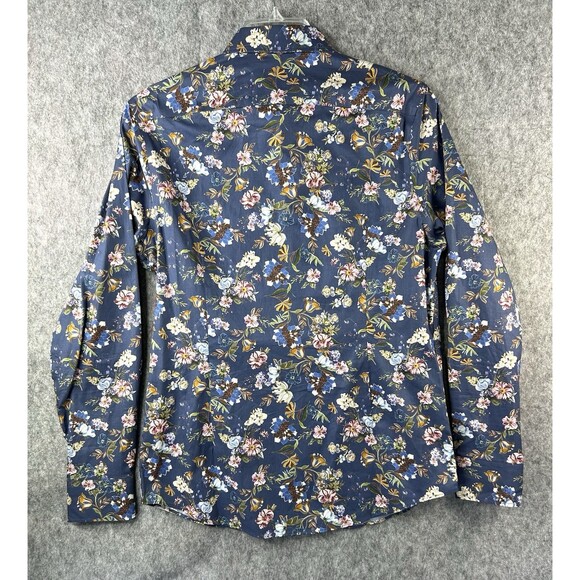 Murano Shirt Men’s Medium Floral Slim Fit Button Up Long Sleeve 100% Cotton - Picture 3 of 9